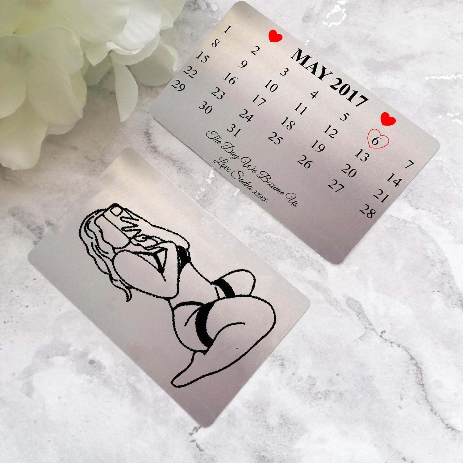 Custom Metal Spicy Photo Wallet Card With Special Date for Your Boyfriend Husband