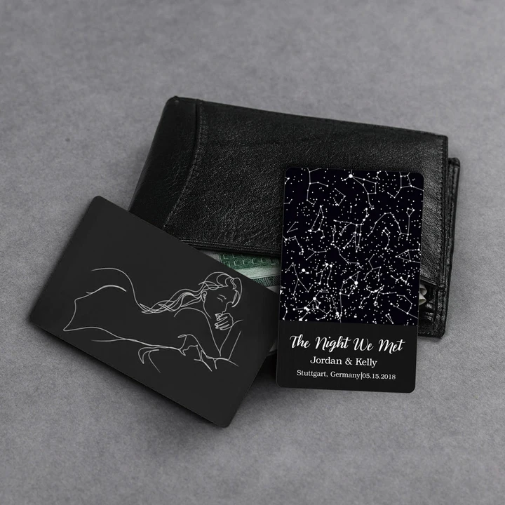 Custom Metal Spicy Wallet Card with Galaxy Map for Husband Boyfriend