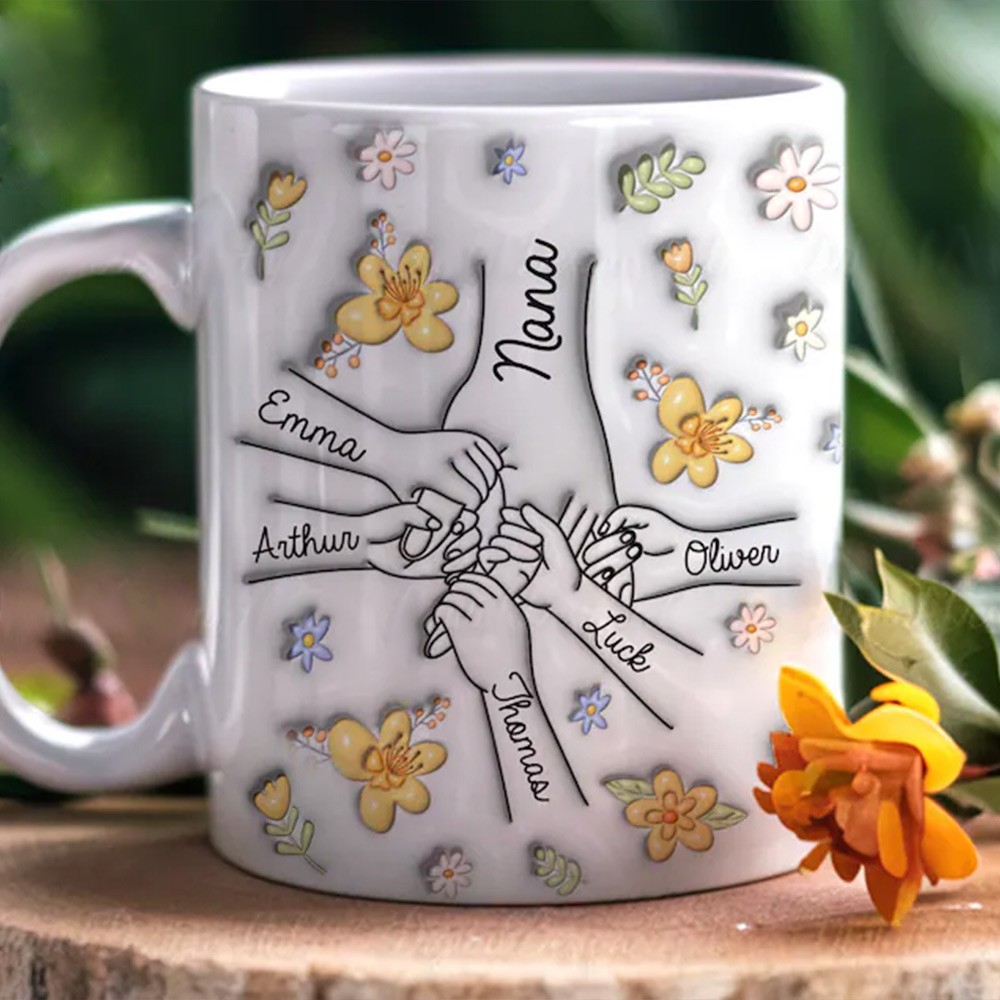 You Hold Our Hands Family Personalized Custom 3D Inflated Effect Printed Mug Mother's Day Gift