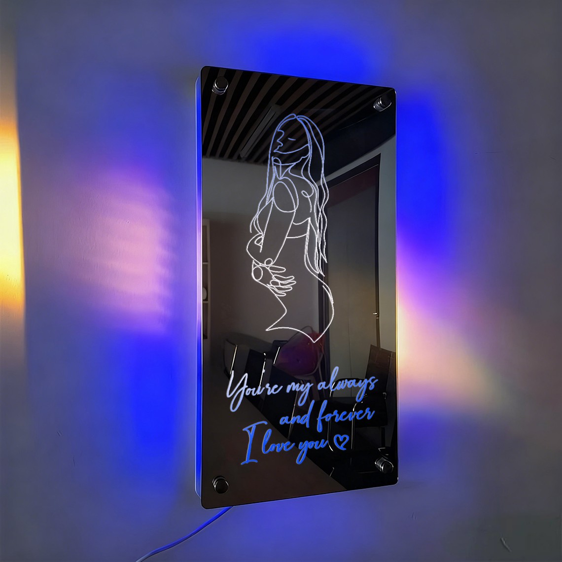 Personalized Spicy Line Art Portrait Mirror Lamp for Him/Her/You