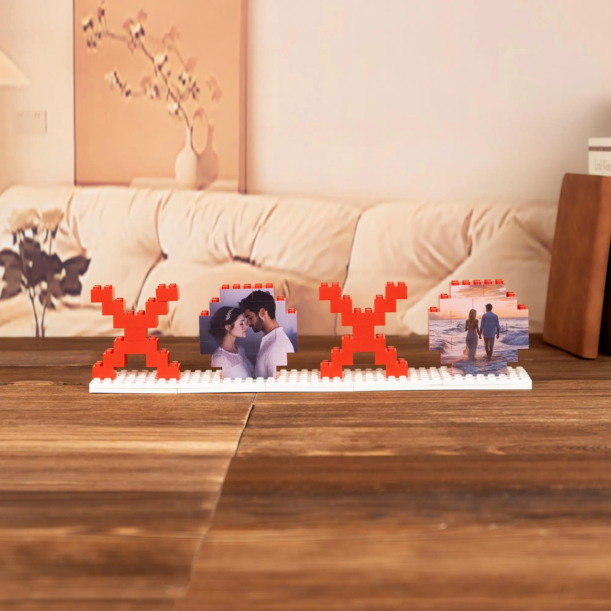 Personalized XOXO Brick Heart Photo Puzzle for Couple 