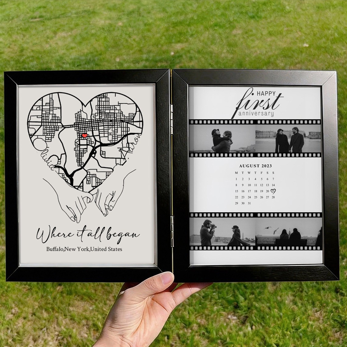 Custom Where It All Began Wooden Anniversary Frame Box for Couple