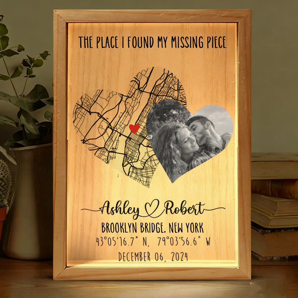 Personalized The Place I Found My Missing Piece Map Light Box