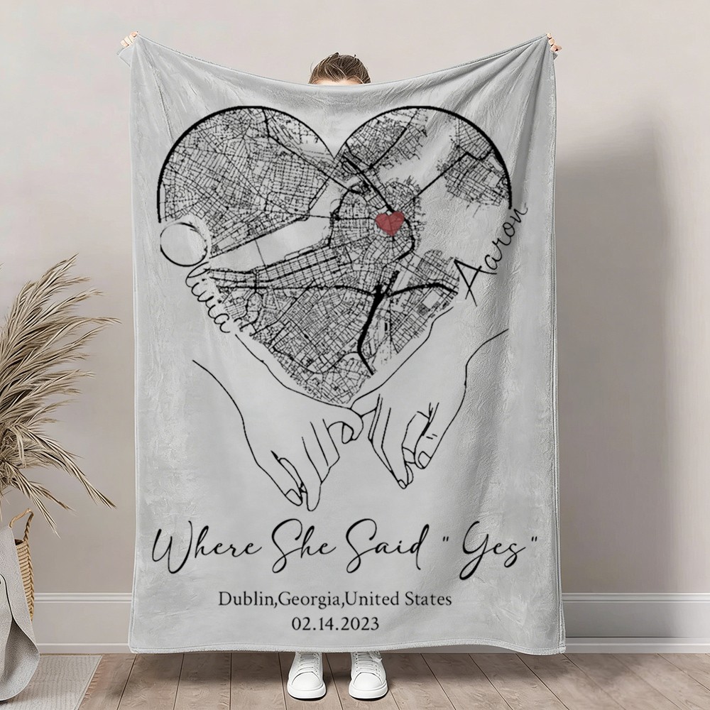 Custom Where It All Began Love City Map Blanket for Couple