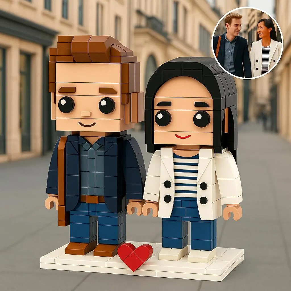 Personalized Brick Figures With Pets Best Christmas Gift For Couple