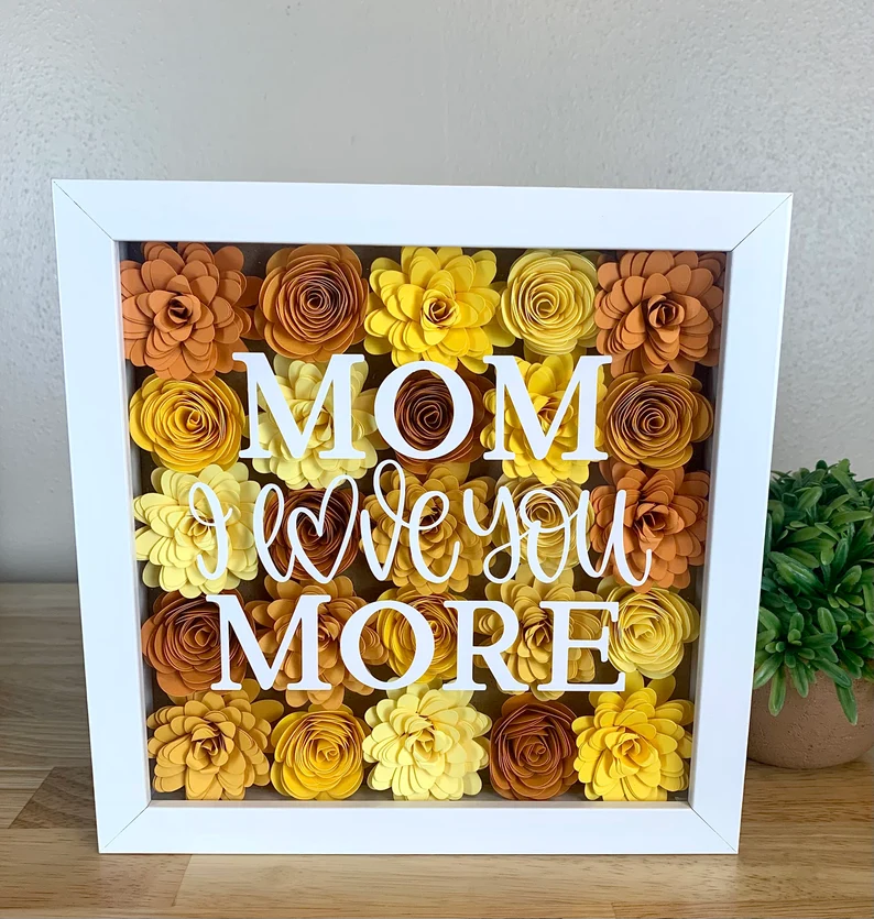 Personalized Handmade Mom Flower Shadow Box Mothers Day Gift