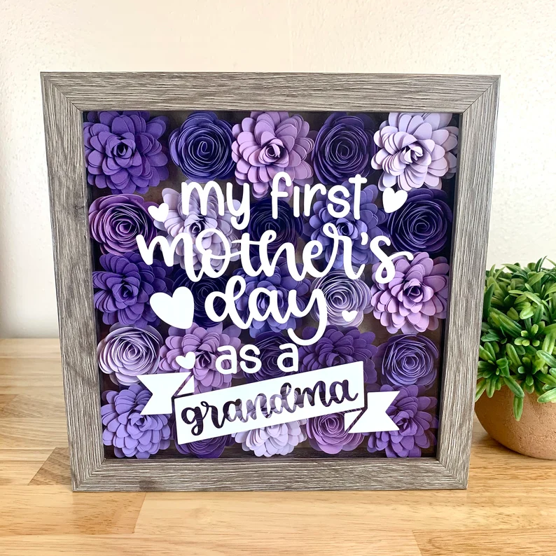 Personalized Handmade Mom Flower Shadow Box Mothers Day Gift