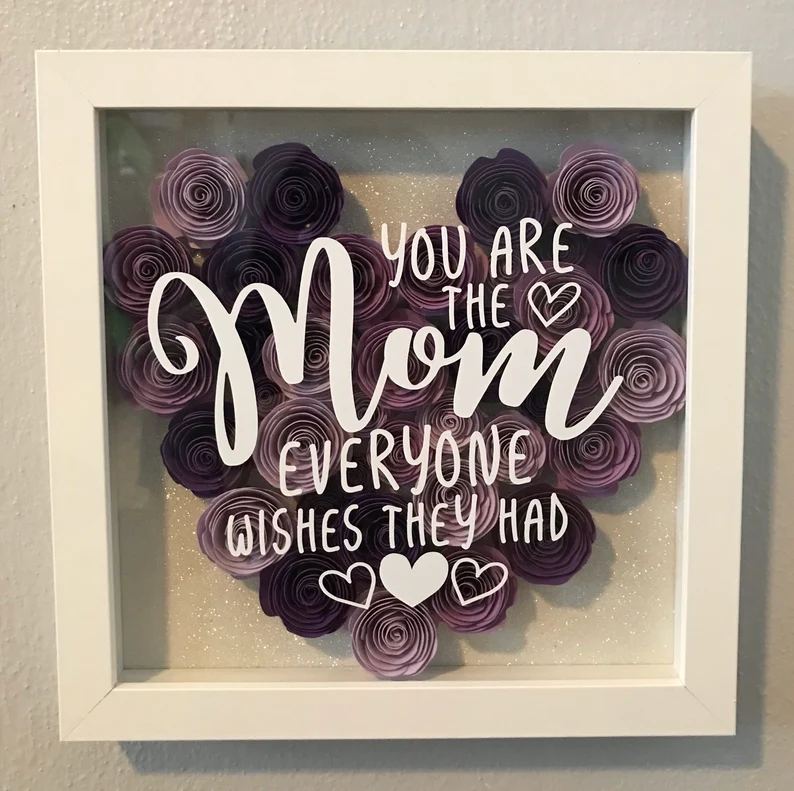 Personalized Handmade Mom Flower Shadow Box Mothers Day Gift