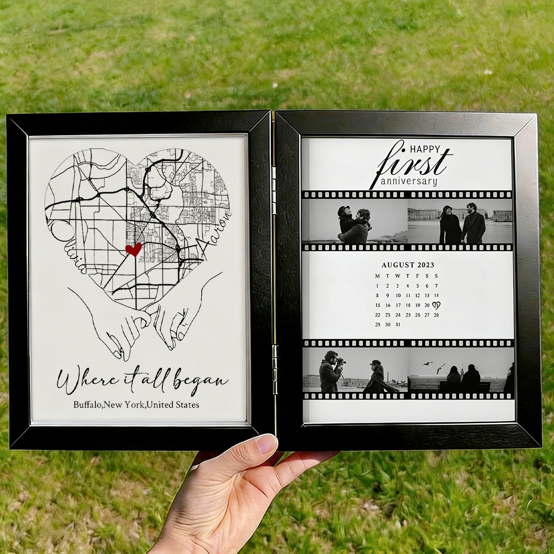 Custom Where It All Began Wooden Anniversary Frame Box for Couple