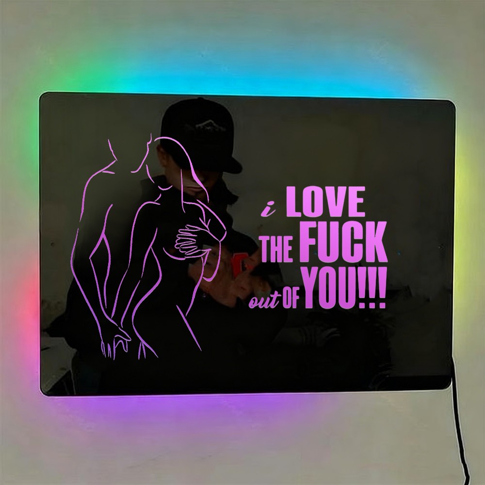 Personalized Spicy Line Art Portrait Mirror Lamp for Him/Her/You