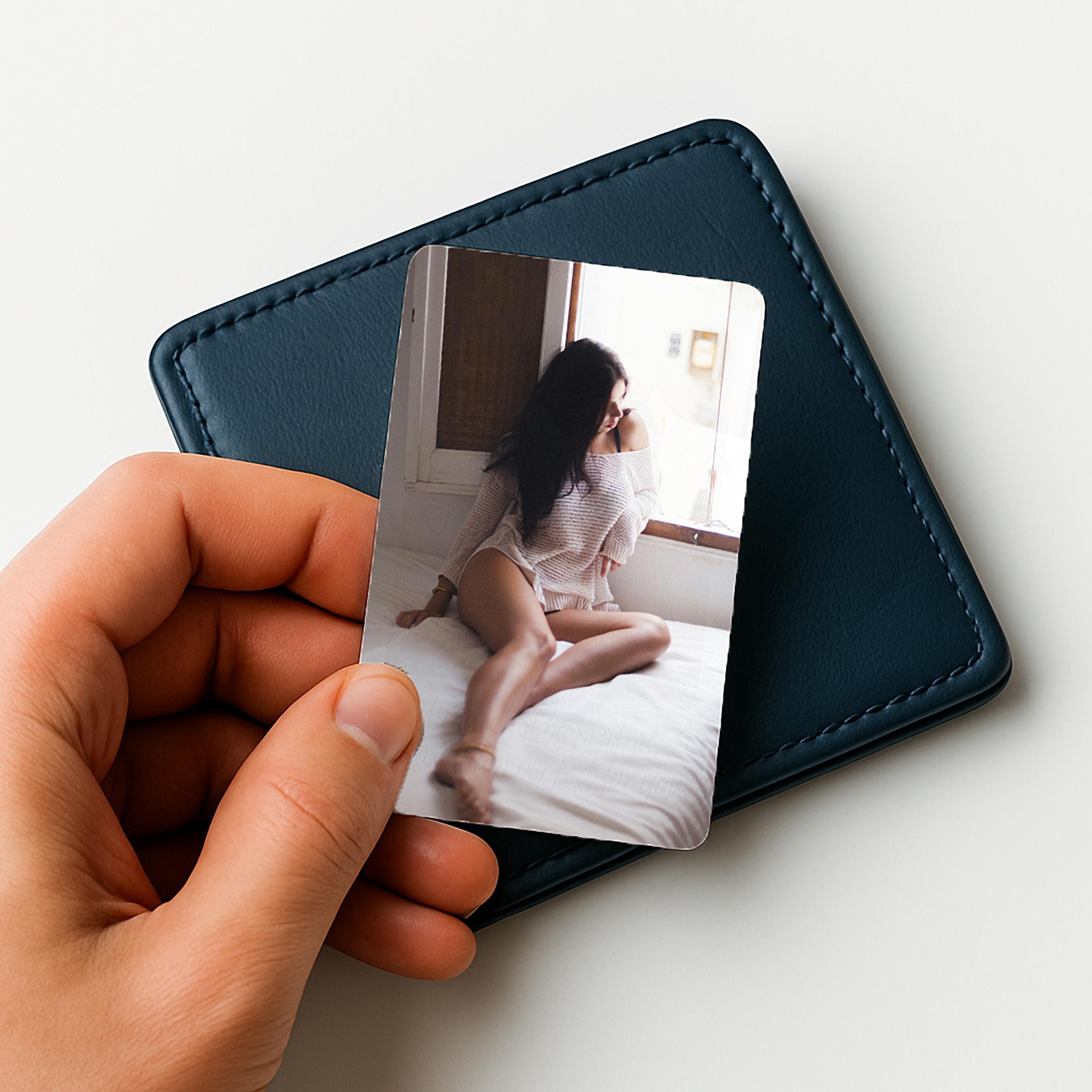 Custom Boudoir Metal Wallet Card with Your Photo for Husband Boyfriend