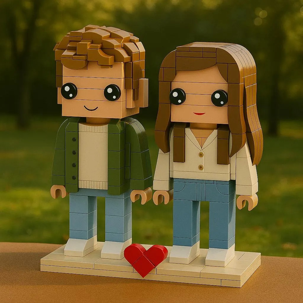 Personalized Brick Figures With Pets Best Christmas Gift For Couple