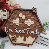 Personalized Bee Hive Family Tree Wood Name Sign Mother's Day Gift