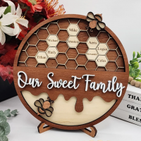 Personalized Bee Hive Family Tree Wood Name Sign Mother's Day Gift