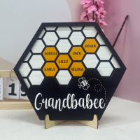 Personalized Bee Hive Family Tree Wood Name Sign Mother's Day Gift