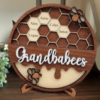Personalized Bee Hive Family Tree Wood Name Sign Mother's Day Gift