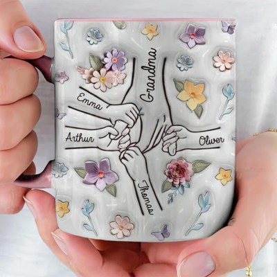 You Hold Our Hands Family Personalized Custom 3D Inflated Effect Printed Mug Mother's Day Gift