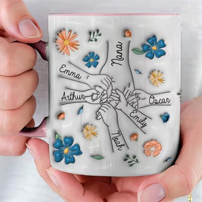 You Hold Our Hands Family Personalized Custom 3D Inflated Effect Printed Mug Mother's Day Gift