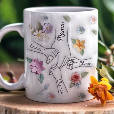 You Hold Our Hands Family Personalized Custom 3D Inflated Effect Printed Mug Mother's Day Gift