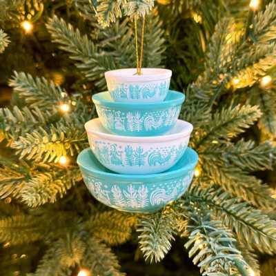 Miniature Bowl Stacked Christmas Ornaments