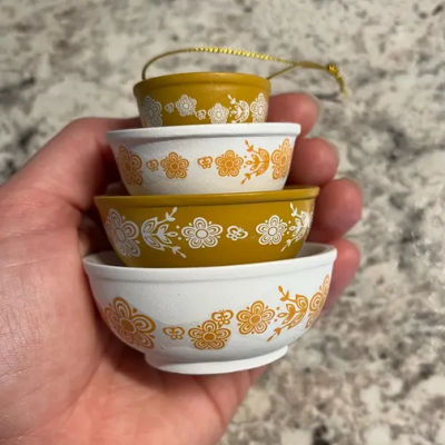Miniature Bowl Stacked Christmas Ornaments