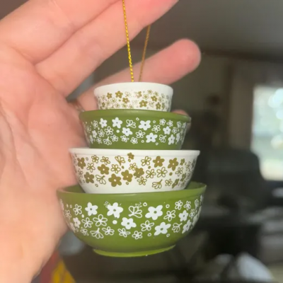 Miniature Bowl Stacked Christmas Ornaments