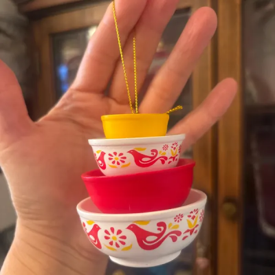Miniature Bowl Stacked Christmas Ornaments