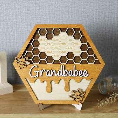 Personalized Bee Hive Family Tree Wood Name Sign Mother's Day Gift