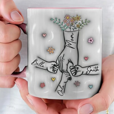You Hold Our Hands Family Personalized Custom 3D Inflated Effect Printed Mug Mother's Day Gift