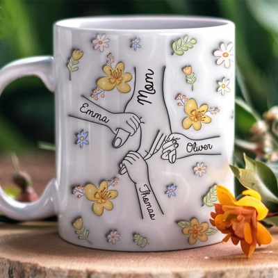 You Hold Our Hands Family Personalized Custom 3D Inflated Effect Printed Mug Mother's Day Gift