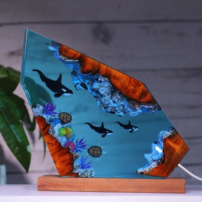 Killer Whale and Turtle Resin Lamp Epoxy Resin Night Light