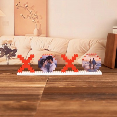 Personalized XOXO Brick Heart Photo Puzzle for Couple 