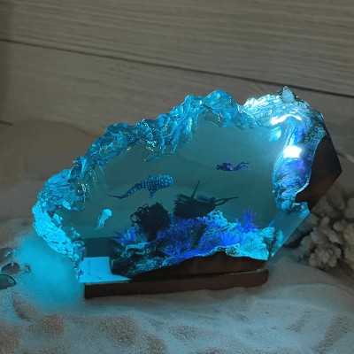 Whale Shark and Diver Resin Night Light
