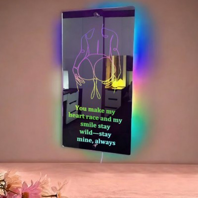 Personalized Spicy Line Art Portrait Mirror Lamp for Him/Her/You