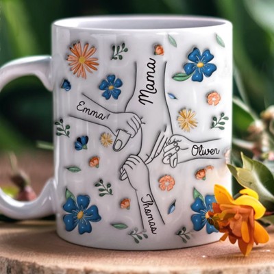 You Hold Our Hands Family Personalized Custom 3D Inflated Effect Printed Mug Mother's Day Gift