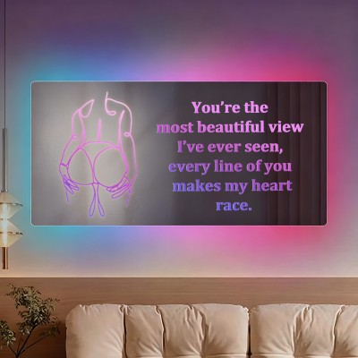 Personalized Spicy Line Art Portrait Mirror Lamp for Him/Her/You