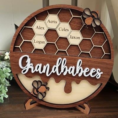 Personalized Bee Hive Family Tree Wood Name Sign Mother's Day Gift