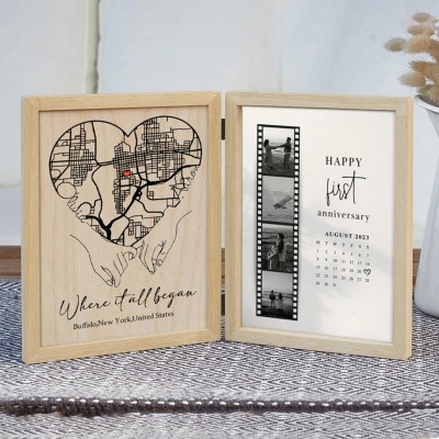 Custom Where It All Began Wooden Anniversary Frame Box for Couple