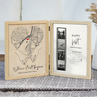 Custom Where It All Began Wooden Anniversary Frame Box for Couple