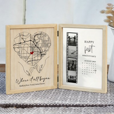 Custom Where It All Began Wooden Anniversary Frame Box for Couple