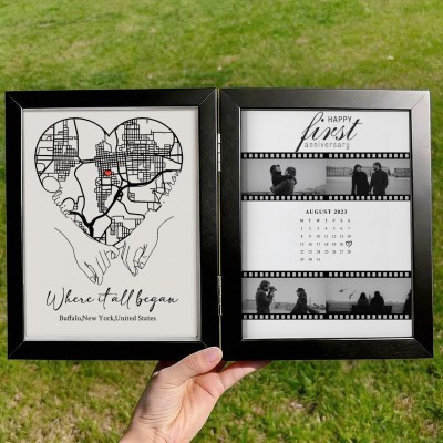 Custom Where It All Began Wooden Anniversary Frame Box for Couple