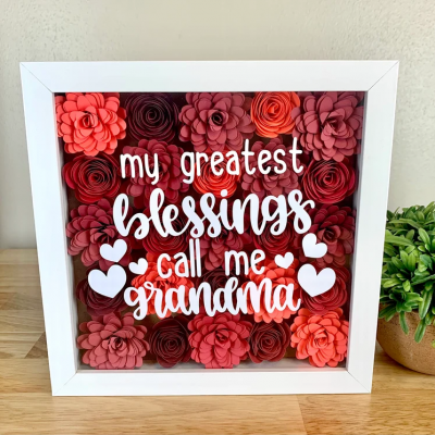 Personalized Handmade Mom Flower Shadow Box Mothers Day Gift