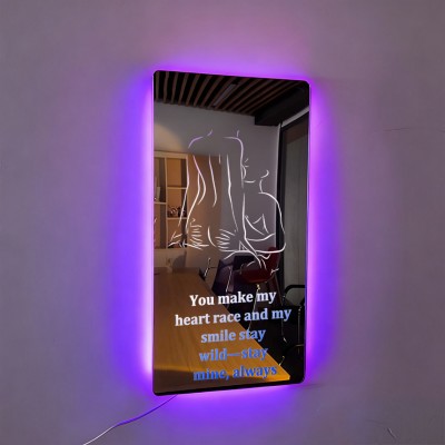 Personalized Spicy Line Art Portrait Mirror Lamp for Him/Her/You