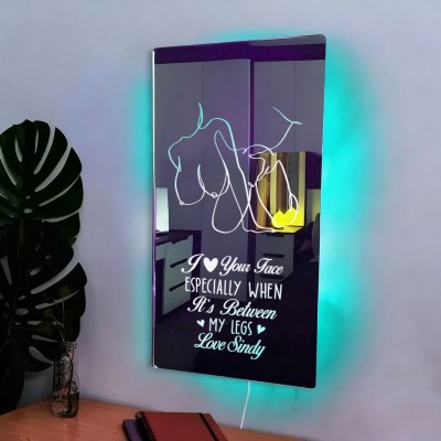 Personalized Spicy Line Art Portrait Mirror Lamp for Him/Her/You