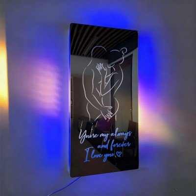 Personalized Spicy Line Art Portrait Mirror Lamp for Him/Her/You