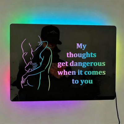 Personalized Spicy Line Art Portrait Mirror Lamp for Him/Her/You