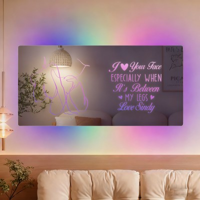 Personalized Spicy Line Art Portrait Mirror Lamp for Him/Her/You