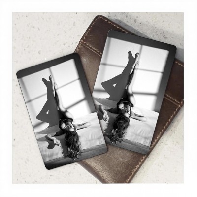 Custom Boudoir Metal Wallet Card with Your Photo for Husband Boyfriend