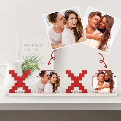 Personalized XOXO Brick Heart Photo Puzzle for Couple 