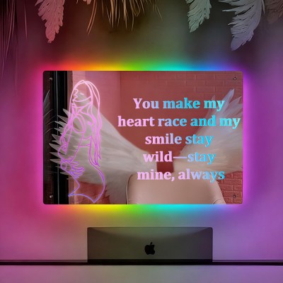 Personalized Spicy Line Art Portrait Mirror Lamp for Him/Her/You